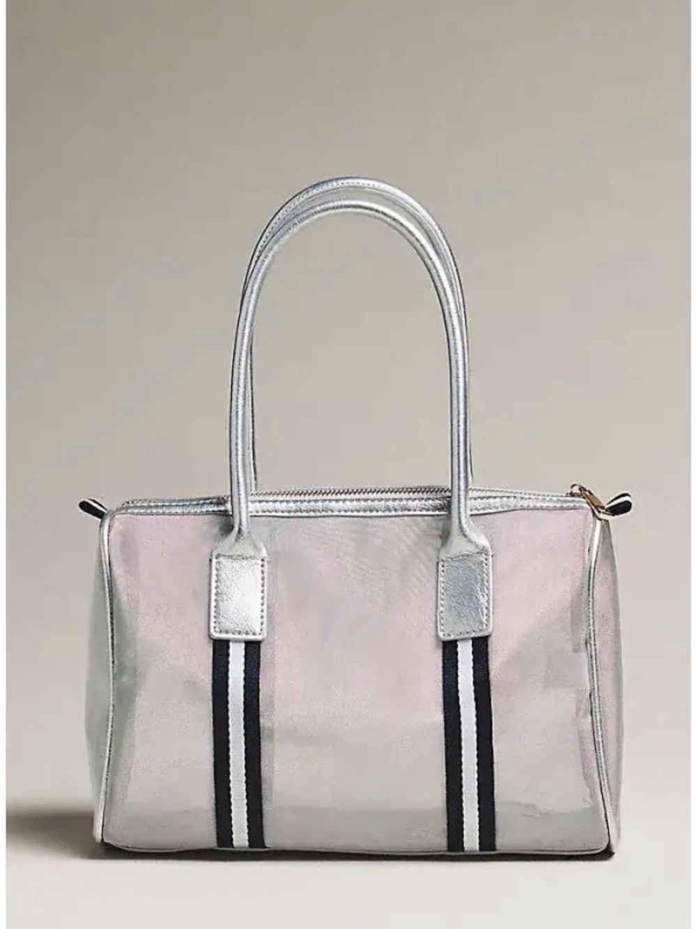 Anthropologie Silver Daily Practice Mesh Stripe Tote Bag NWT